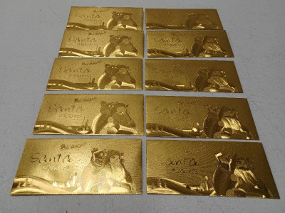 (10) 24k Gold Foil Christmas Gift Pack Envelopes