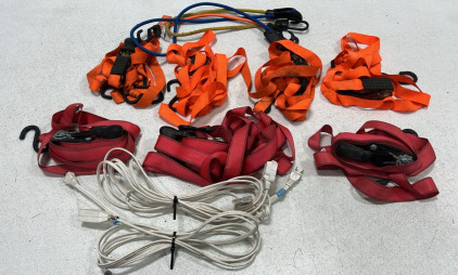 (7) Ratchet Straps, (3) Bungee Cords, 2 Extension Cords