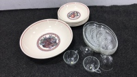 (9) Glass Plates, (4) Glass Cups