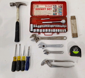 (1) 3/8 Ratchet W/Case & Assorted Sockets, & Collection Of Assorted Hand Tools