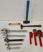 (5) Crescent Wrenches, (3) Pipe Wrenches & More