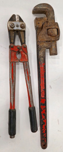 (1) 24" Pipe Wrench & (1) 18" Pair Of Bolt Cutters