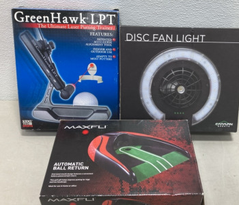 Disc Fan Light, Maxfli Automatic Ball Return, Green Hawk LPT