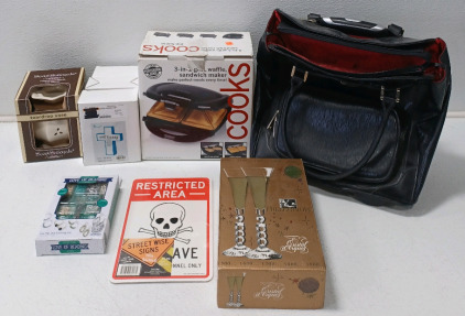(1) Teardrop Vase Wax Warmer (2) Crystal d Arques Champagne Glasses (1) 3-in-1 Grill, Waffle, Sandwich Maker & More