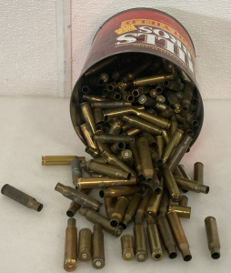 Coffee Tin Full of Unsortef Brass Shells
