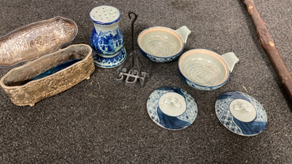 Saucers, Pepper Shaker, Branding Iron, Trinket Box