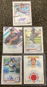 (5) Signed Baseball Cards W/ Brent Honeywell, Logan Allen, Drew Avans, Andy Pages, Dakota Hudson