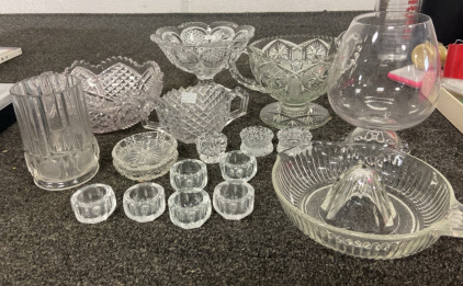 Pressed Vintage Glass, Assorted Glassware