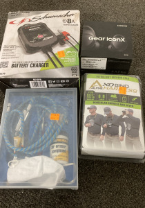 Schumacher Rapid Battery Charger, Air Eraser Sprayer, Samsung Gear Icon X Bluetooth Earphones And Binocular Harness And Cover