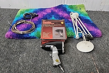(1) Popular Mechanics 1/2" Square Drive Impact Wrench (1) Rainbow colored 3' x 5' Rug and More!