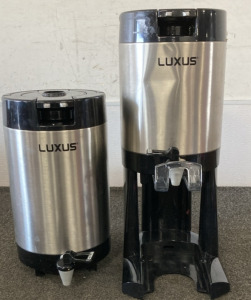 (2) Fetco L4S-20 Luxus Thermal Coffee Dispenser W/ (1) Stand