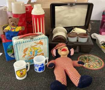 Travl-Mate Electric Coffeemaker, Vintage Little Miss Lunchbox, Vintage Gund Rubber Monkey And More