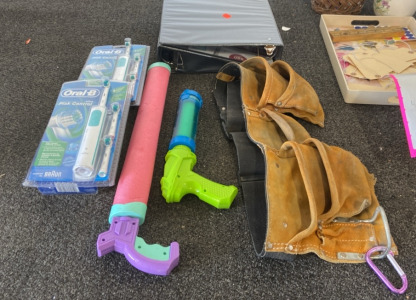 Oral-B Brushes, Binders, Toolbelt, Toy Guns