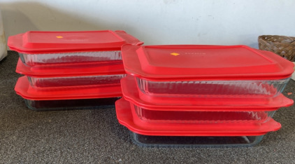 (6) 13X9 Glass Pyrex With Lids