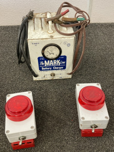 The Mark Line Battery Charger (Unable To Test) With (2) Truck-Lite Model 10