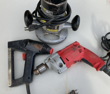 Milwaukee Magnum Electric Drill, Parker TRE-100 Electric Staple Gun, Stanley