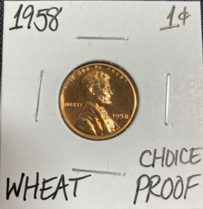 1958 Choice Proof Wheat Copper Penny