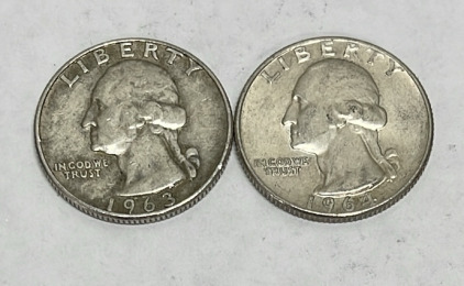 (2) 90% Silver Washington Quarters Dated 1963 And 1964