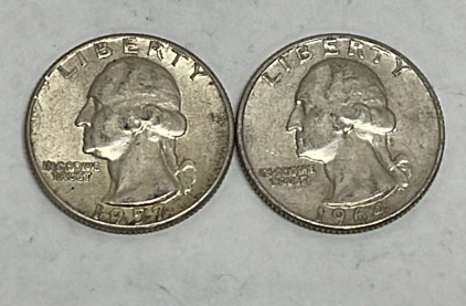 (2) 90% Silver Washington Quarters Dated 1957 And 1964