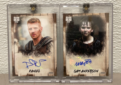 (2) Autographed Topps The Walking Dead Collectible Cards Named To Sam Anderson 11/99, And Daniel Newman 31/77