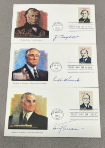 (3) Harry S. Truman, Franklin D. Roosevelt, Zachary Taylor Presidential Envelopes Stamped And Dated W/ Postmark Chicago IL May 22nd 1986