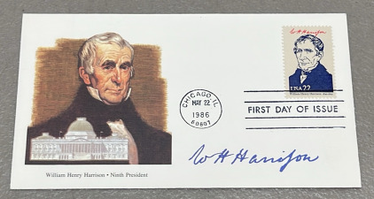 (1) William Henry Harrison Presidential Envelope Stamped And Dated W/ Postmark Chicago IL May 22nd 1986