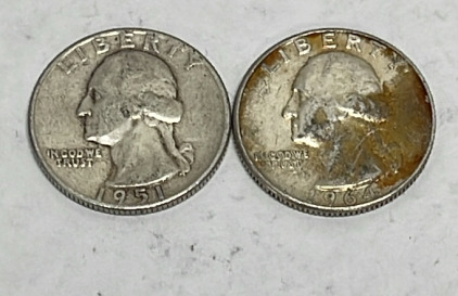 (2) 90% Silver Washington Quarters Dated 1951 And 1964
