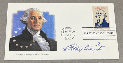 (1) George Washington Presidential Envelope Stamped And Dated W/ Postmark Chicago IL May 22nd 1986