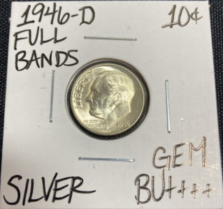 1946-D Gem BU++++ Full Bands Roosevelt Dime