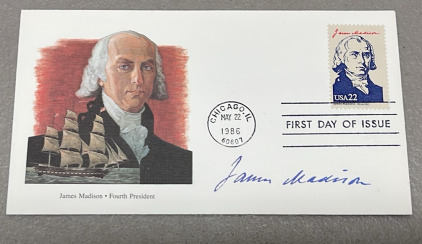 (1) James Madison Presidential Envelope Stamped And Dated W/ Postmark Chicago IL May 22nd 1986