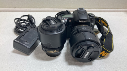 Nikon D80 Camera W/ Extra Lens, (3) Battery Packs and Charger