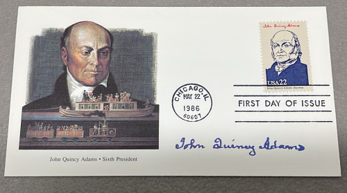 (1) John Quincy Adams Presidential Envelope Stamped And Dated W/ Postmark Chicago IL May 22nd 1986