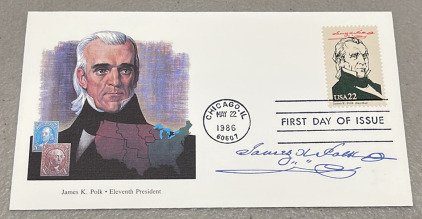 (1) James K. Polk Presidential Envelope Stamped And Dated W/ Postmark Chicago IL May 22nd 1986