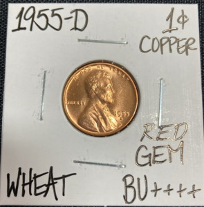 1955-D Gem BU++++ Red Wheat Copper Penny