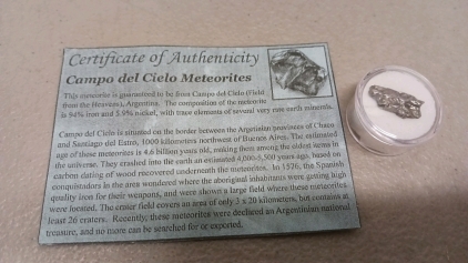 3.75 Gram Meteorite Space Rock W/COA