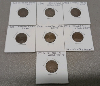 (7) 1900-1908 Indiana Head Cents