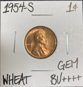 1954-S Gem BU++++ Wheat Copper Penny