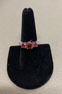 (2) Size 8 Red Ruby .925 Ring