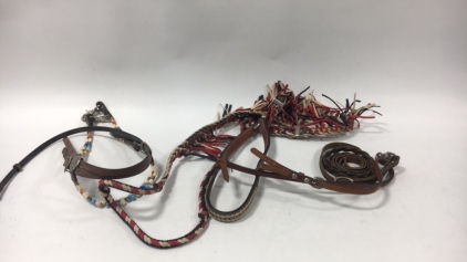 Beaded and Leather Horse Reins