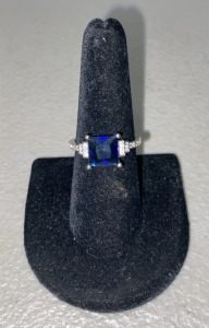 (1) Size 8 Facted Blue Sapphire .925 Ring