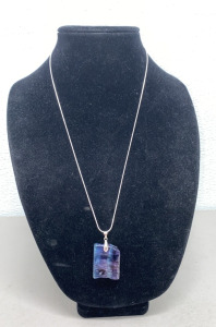 (1) 64.25 Ct. Natural Rainbow Fluorite Gemstone .925 Necklace