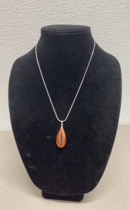 (1) Red Onyx Teardrop .925 Necklace