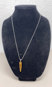 (1) Bullet Shaped Tiger Eye Jasper .925 Necklace