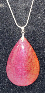(1) 122 Ct. Red+Yellow Dragon Veins Agate Gemstone .925 Necklace