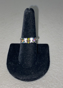 (1) Size 7.5 Mystic Rainbow Topaz 3 Stone .925 Ring