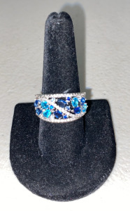 (1) Size 9 Ring Blue Sapphire + AquaMarine