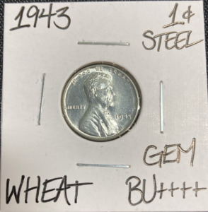 1943 Gem BU++++ Steel WWII Wheat Penny