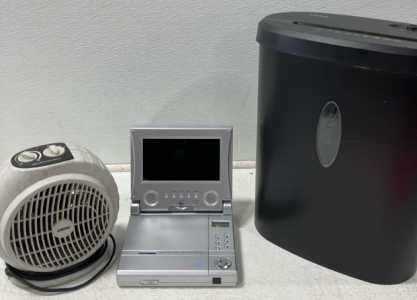Staples Paper Shredder, Portable DVD Player, Small Fan