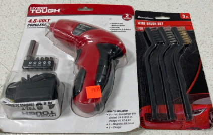 Hyper Tools Cordless Screwdriver and Pack of Wire Brushes