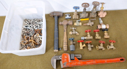 (1) 24" Pipe Wrench, Assorted Water Valves & More